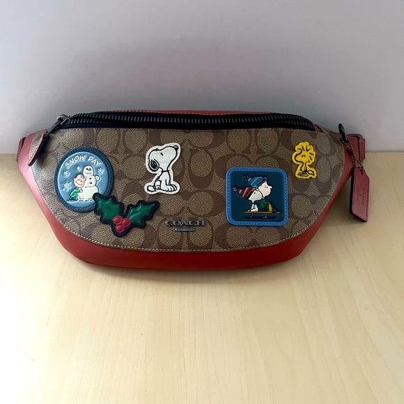 COACH X PEANUTS WARREN Belt Bag Signature Canvas w Patches CE541 NWT $450 - Picture 5 of 8